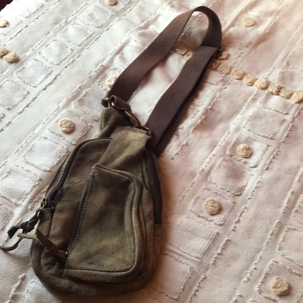 Last Chance - Free People Olive and Brown Crossbody Bag
